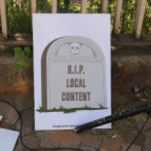 THE GRAVE: Right2Know protests against burial of local content outside the SABC.