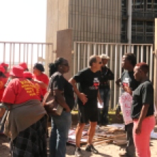 R2K Protest: circle stand outside the SABC.